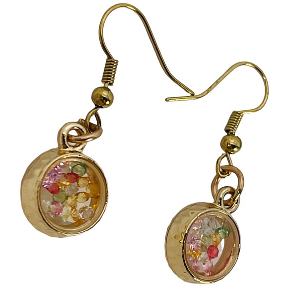 Mini round shaker rhinestone charm earrings NEW - Picture 5 of 13